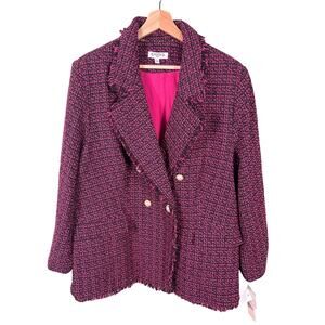Nanette Lepore Women's Size 22W Black Pink Textured Tweed Blazer and Skirt Set